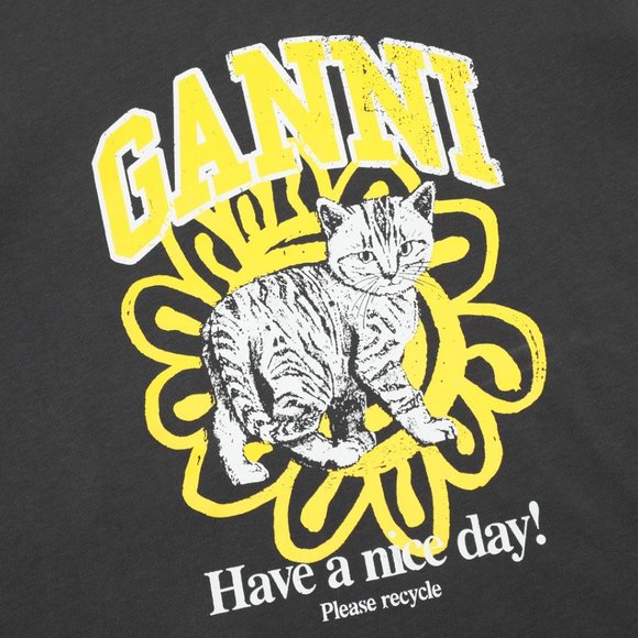 Ganni black printed short sleeve T-shirt - Picture 3 of 6